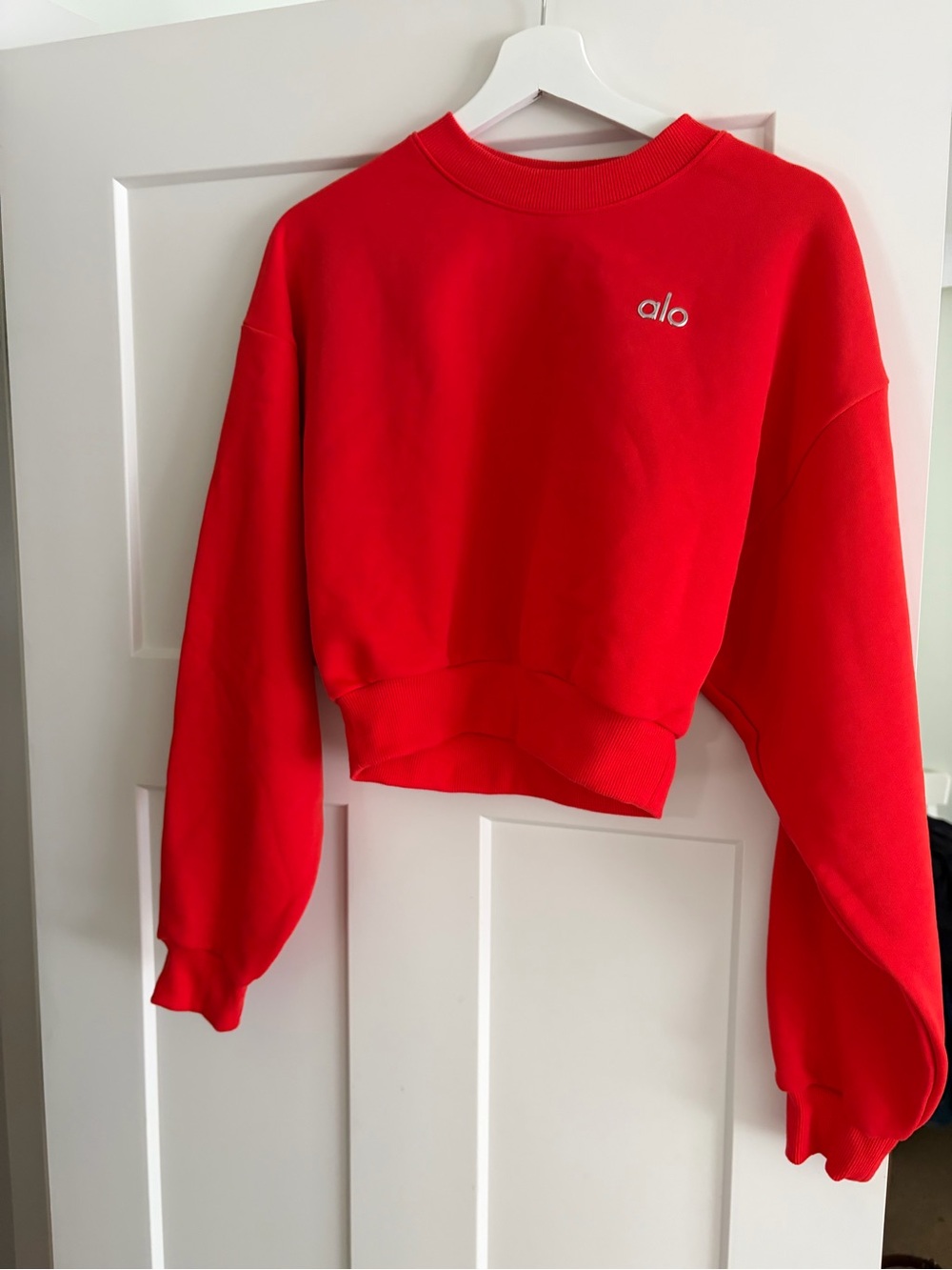 ALO Yoga Red Cropped Crew Sweatshirt
